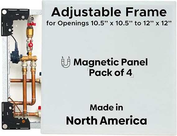 Best 10.5 x 12 4-Pack Magnetic Wall Access Panel with Adjustable Frame, Flexipro Flush Universal 20-Gauge Steel Access Door for Drywall/Ceilings, No Flange LEED Compliant Drywall Panel, BA-FLE