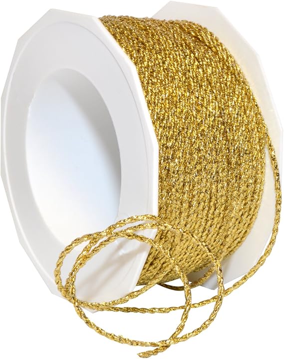 Morex Ribbon 16602/50-634 Loire Wired Polyester/Metallic Ribbon, 1/6" by 55 yd, Gold
