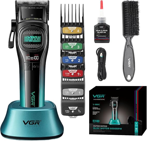VGR 888C Professional Hair Clippers for Men with 8000 RPM Motor, Green