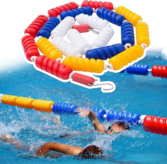 Safety Pool Rope Float Swimming Safety Divider Float Rope Kits, Anti-Wave Lane Buoy Lines for Public Pools/Beach, Professional Lane Dividers Nylon Rope(2.4in PAR,17m/56ft)