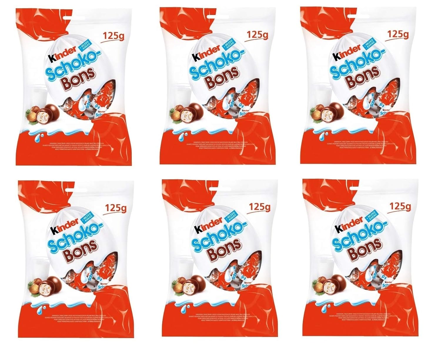 Kinder Choco-Bons Schoko-Bons Milk Chocolate Candy 125g4.4oz Pack of 6