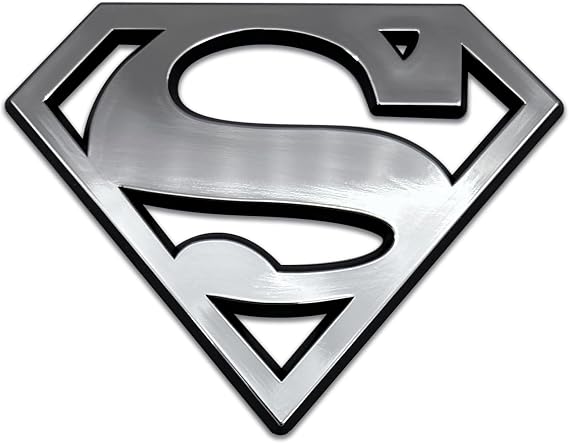 Officially Licensed DC Comics Superman Chrome Color Plastic Superhero Emblem for Cars, Trucks, and All Auto | Universal Fit at 4.1 x 3.1 | Weatherproof