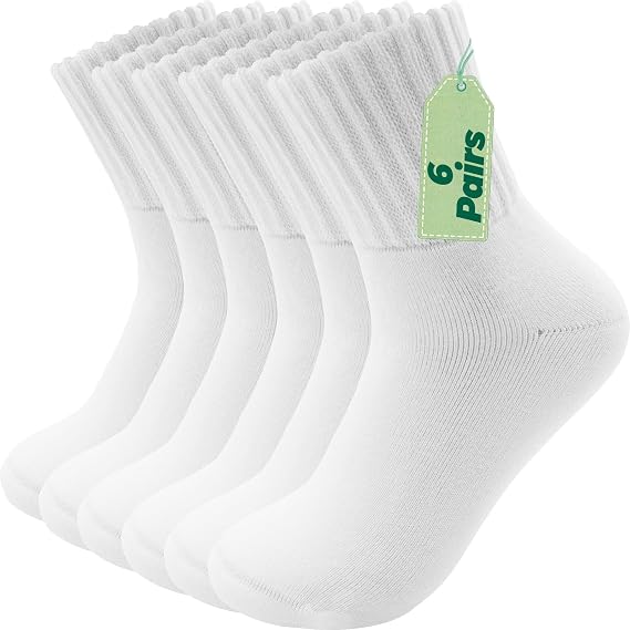6 Pairs Cotton Crew Socks Women,Thick Cotton Blend Solid Color Crew Socks for Women,Soft Comfy Chunky Ribbed One Size