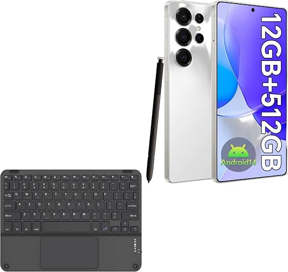 BoxWave Keyboard Compatible with Munisosa A25 Ultra - SlimKeys Bluetooth Keyboard with Trackpad, Portable Slim TouchPad - Jet Black