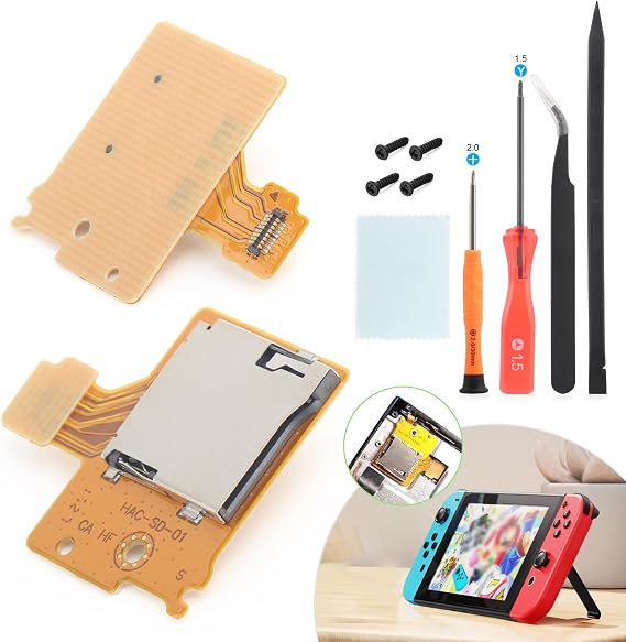 Micro SD Card Reader for Nintendo Switch NS Memory Card Slot Socket HAC-SD-01 Reader Board Replacement Console Accessories Parts with Repair Tools