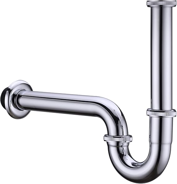 Brass P Trap, 1 1/4 Bathroom Basin Sink Waste Trap Drain Kit with Flange and Slip Joint Extension Tube Drain Tailpiece, Adjustable Height, Polished Chrome