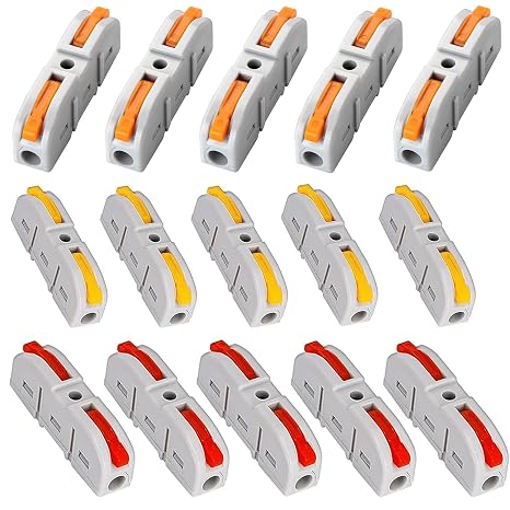 60Pcs Lever Nuts Wire Connectors, 1 to 1 Inline Electrical Lever Wire Connectors kit for Quick Connect 28-12 AWG