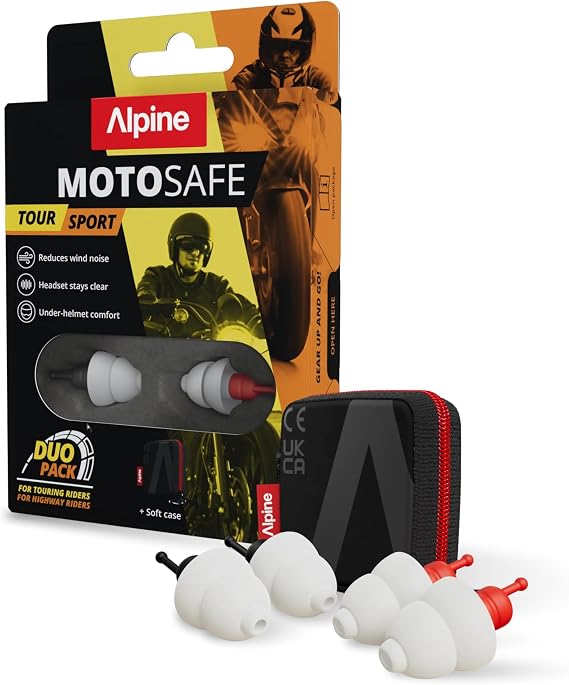 Alpine MotoSafe Duo | Motorcycle Ear Plugs for Wind Noise Reduction