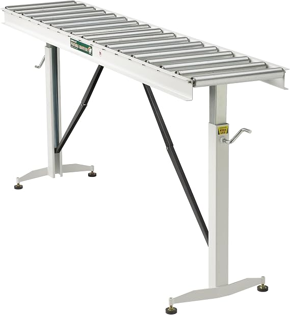 HTC HRT-70 Adjustable Folding Roller Conveyor Table 66-Inch length by 15-Inch wide 17-Ball Bearing Rollers , White