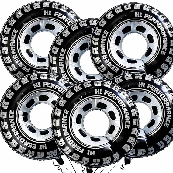 Wheel Balloons 6PCS 30in Large Race Car Balloons Racing Theme Decor