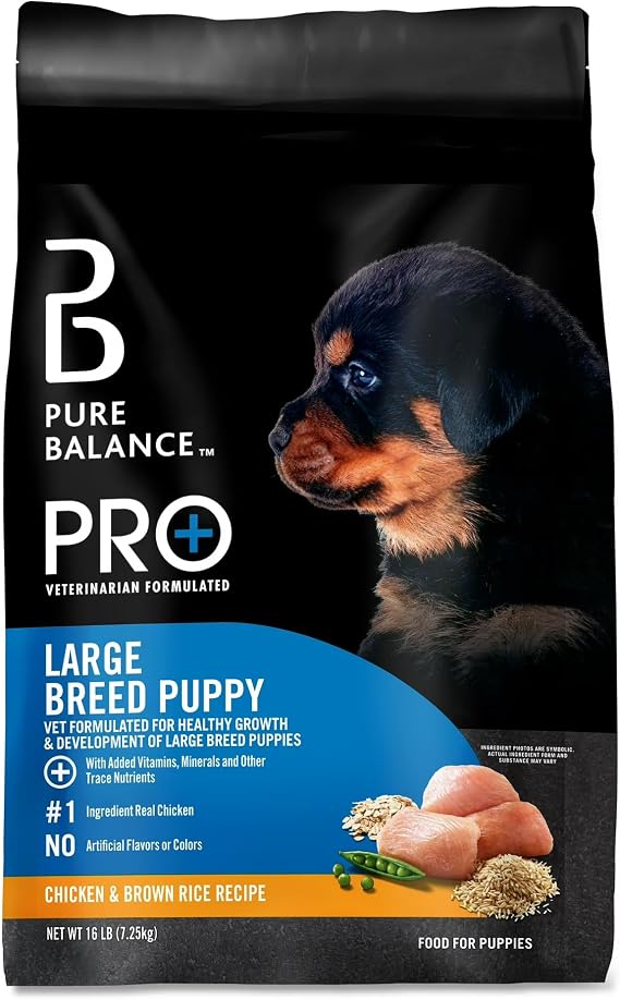 Pure Balance Pro+ Chicken and Brown Rice Large Breed Puppy Food, 16 lbs - Dog Kibble Form, High Protein