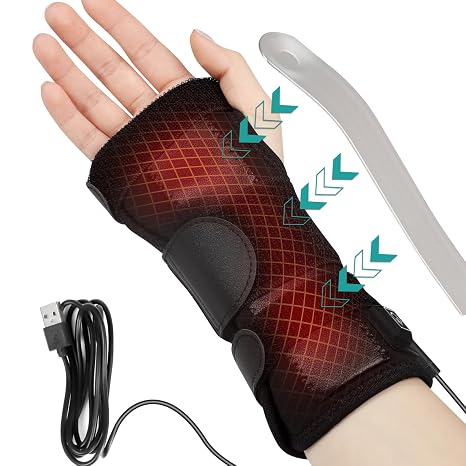 Wrist Thumb Brace Heating Pad for Arthritis and Carpal Tunnel Relief, Heated Wrap for Sprains Trigger Thumb, Heated Wrist Brace, Heated Wrist Wrap,Tendonitis Wrist Hand Pain Relief,Heating Pad(S)