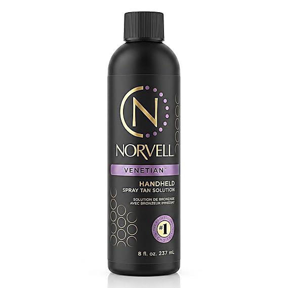 Norvell Premium Spray Tan Solution Venetian 8 fl oz Professional Sunless Tanning Formula for Natural Bronze Glow, Streak-Free, Fast-Drying, Long-Lasting Color