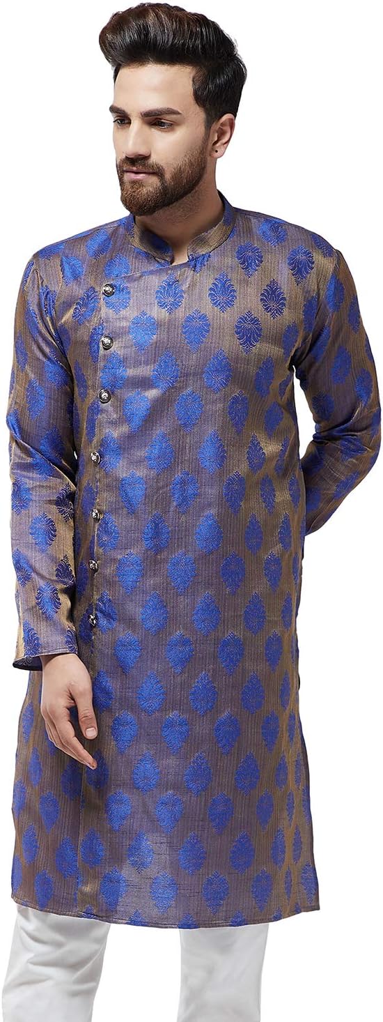 Sojanya (Since 1958 Men'S Jacquard Silk Only Long Kurta