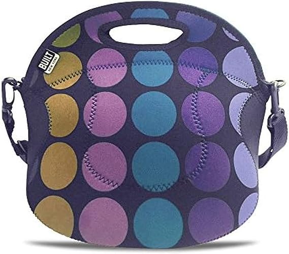 BUILT Spicy Relish Tote Neoprene Lunch Bag with Adjustable Crossbody Strap Plum Dot 5158482