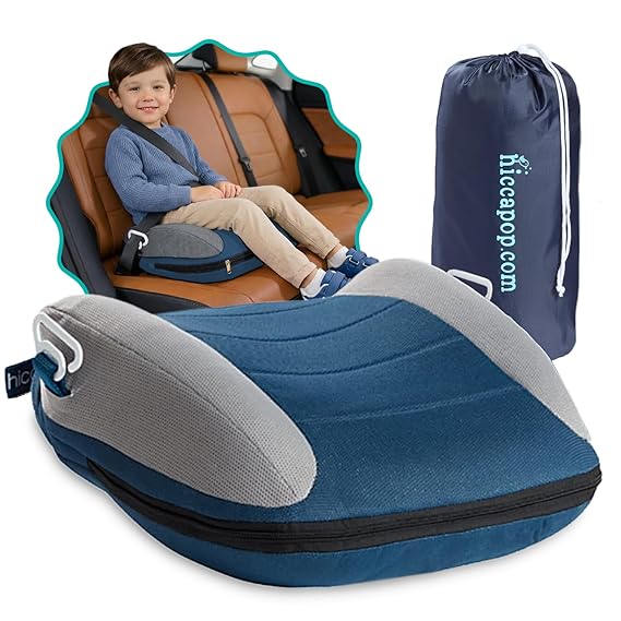 Hiccapop UberBoost Inflatable Booster Car Seat | Travel Booster Car Seat | Portable Booster Seat for Toddlers, Kids, Child NavyGray