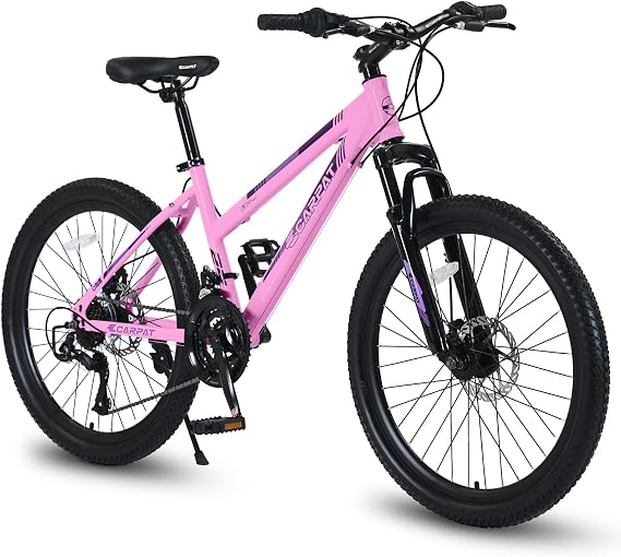24 26 Inch Mountain Bike Mens Women, 21 Speed Spring Summer Travel Girls Boys Mountain Bikes with Front Suspension Disc, Outdoor Cycling Urban Trail Commuting City Bike, Birthday Gifts Bicycles