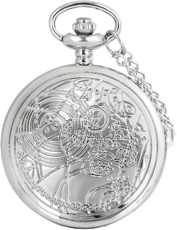 Pocket Watch Large Vintage Quartz Pendant Necklace Pendant Chain for Mens Womens Christmas Graduation Birthday Gifts Fathers Day(Silver)