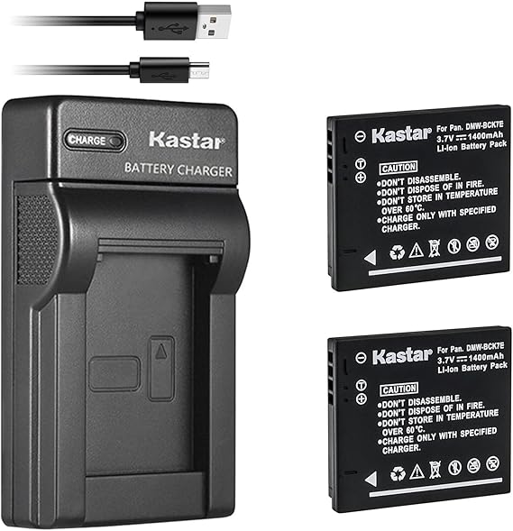 Kastar Battery & Slim Charger Replacement for Panasonic DMW-BCK7E, Lumix DMC-FH25 FH27 FS16 FS18 FS22 FS35 FS37 S1 S2 S3 SZ1 SZ5 SZ7 TS20 TS25