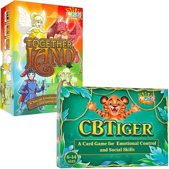 Lupash Games CBTiger Therapy Card Game for Kids - Develop Social Skills & Together Land Therapy Game for Kids - Play Therapy Cards