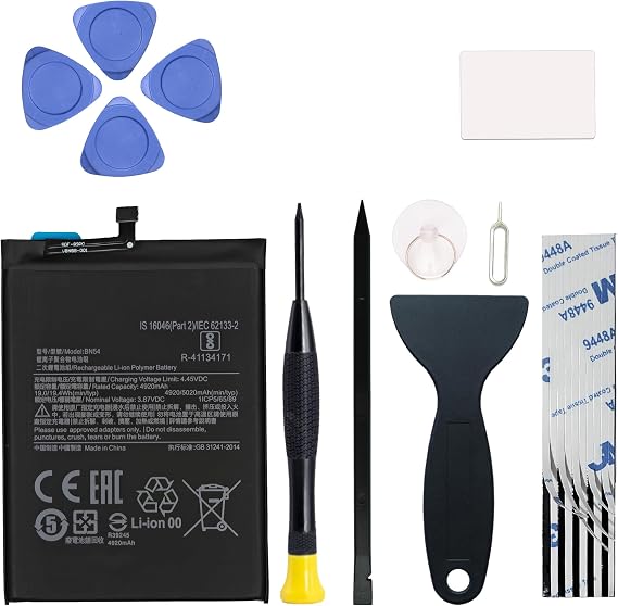 New Battery Replacement BN54 Compatible with Redmi Note 9, Redmi 10X 5G, Redmi 9, Includes Tools