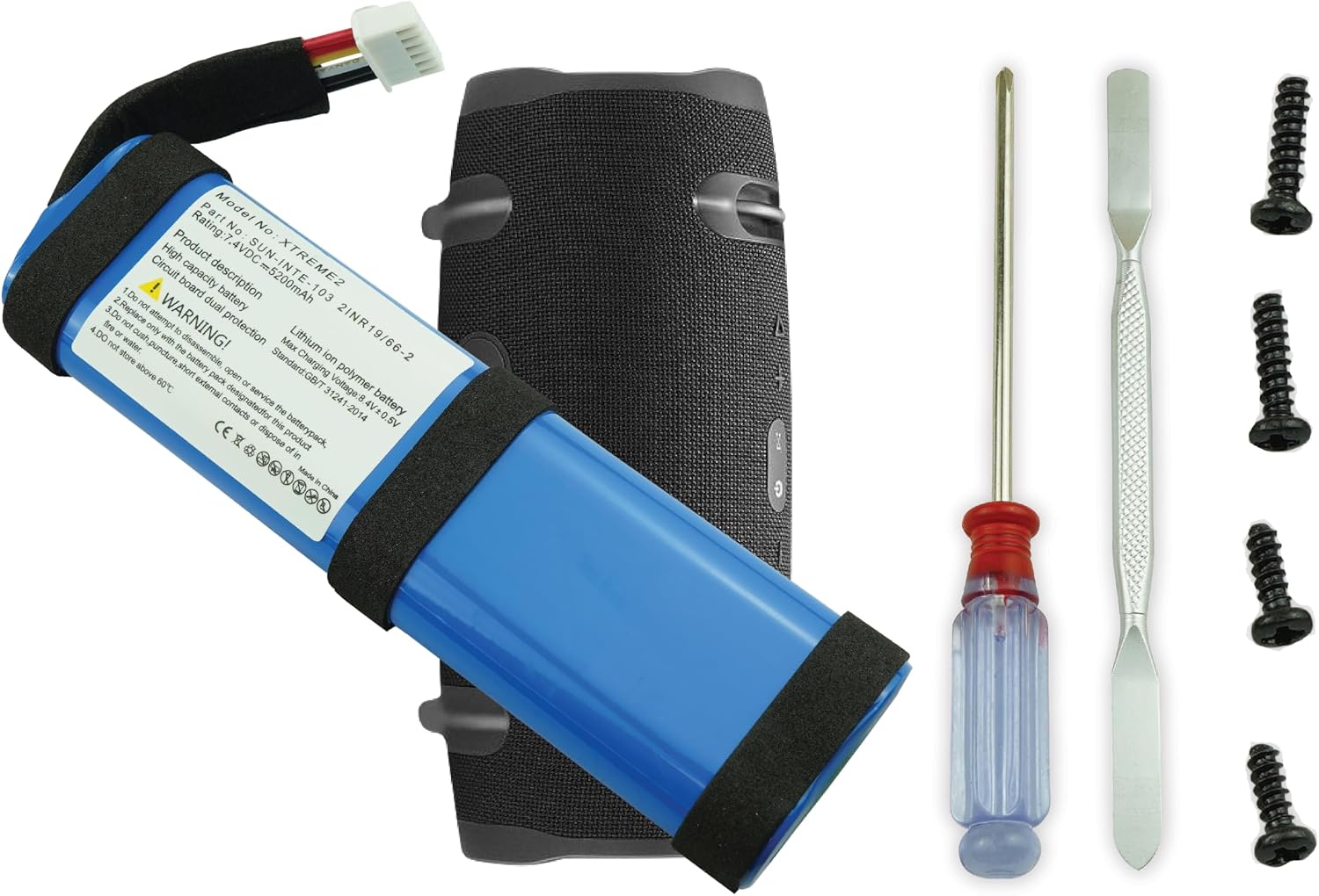 Replacement Battery for JBL Xtreme 2 Xtreme 3 NOT Xtreme 1 Bluetooth Speaker Waterproof, Fit Battery Part No GSP-2S2P-XT3A  Tool  Screws  Anti Vibration Sponge  Adhesive,Fix Low Dead Power Issue