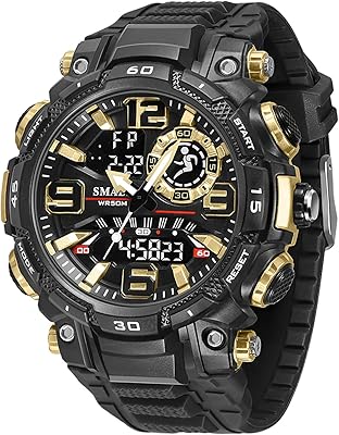 FANMIS Mens Analog Digital Sports Watches Military Tactical Waterproof Watch with Dual Time,Luminous Display, Stopwatch, Alarm, Outdoor Fashion Watch for Men