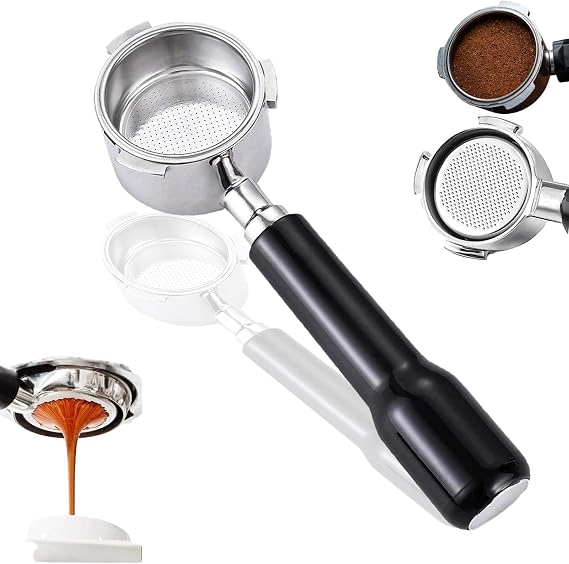 51mm Handle without Base, Suitable for Delonghi Dedica EC680, EC685, SMEG and EUPA Coffee Machines, Replacement Handle Three-Prong Design with Stainless Steel Double Espresso Capacity Filter Basket