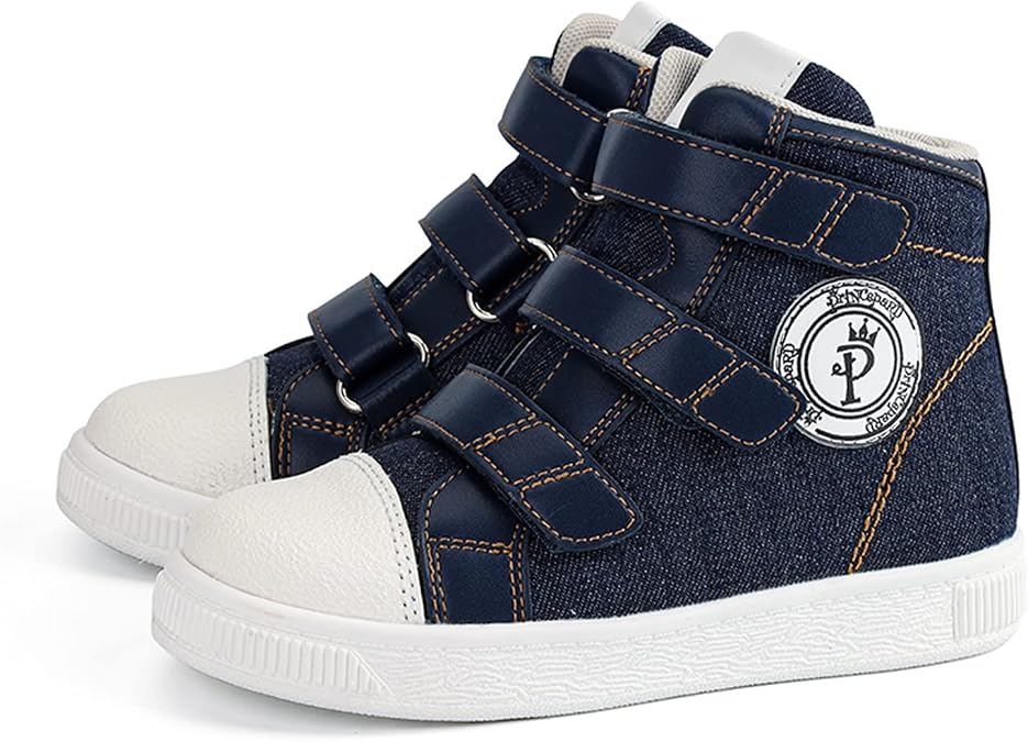 Orthopedic Shoes for Toddlers and Kids,Denim Casual High Top Boots with Arch and Ankle Support,Non-Slip Soles,Correct Children' Flat Feet and Foot Valgus/varus