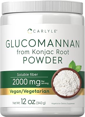 Carlyle Glucomannan Powder 12 oz | Konjac Powder Supplement | Vegan & Vegetarian | Non-GMO, Gluten Free