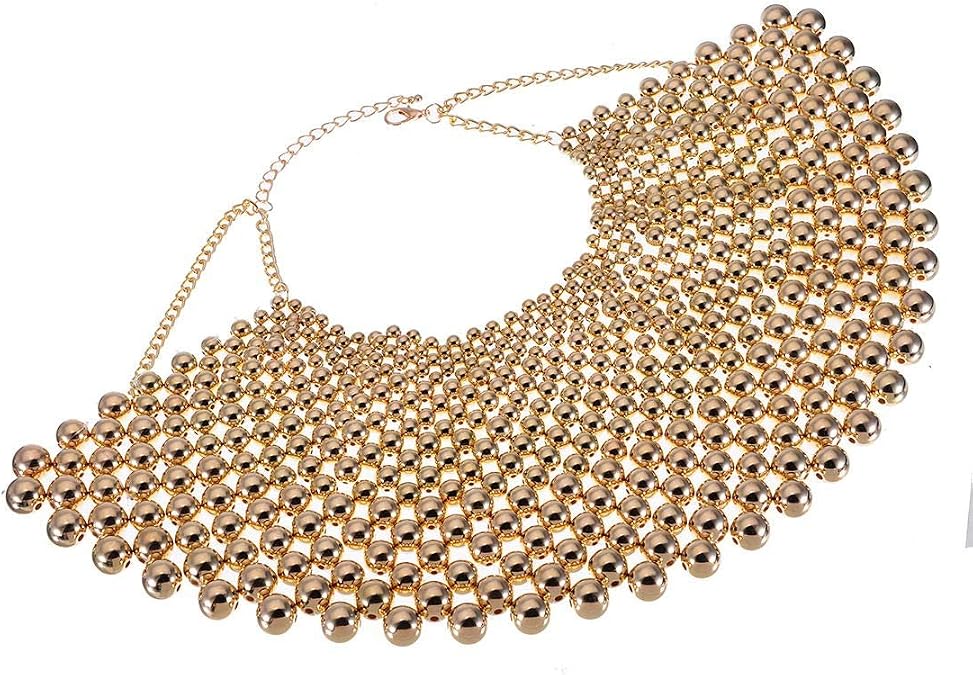 Jerollin Bib Collar Necklace Chunky CCB/Crystal/Pearl Resin Beads Chain Choker Statement Necklace Womens Fashion Jewelry Necklace