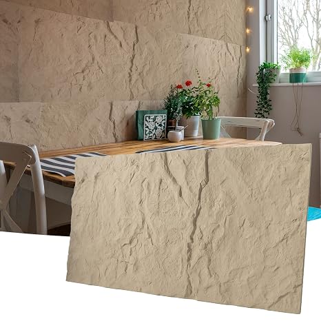 Art3d 3D Wall Panels, 24" x 48", Stone Yellow PU Wall Panels for Interior Wall Decor, 4 Pack, 32 Sq Feet, Stone Texture
