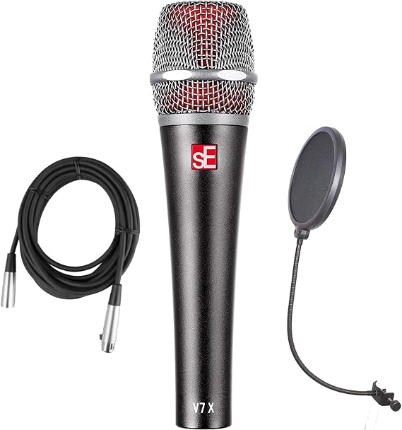 sE Electronics V7 X Supercardioid Dynamic Microphone - Bundle with Pop Filter and XLR Cable