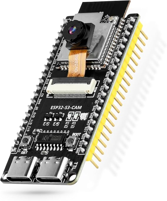 ESP32-S3-CAM Development Board with OV3660 Camera, 16MB Flash 8MB PSRAM ESP32-S3-WROOM N16R8 Module with Dual USB-C WiFi BT MCU Microcontroller for IoT, MicroPython,DIY Projects and AI Project