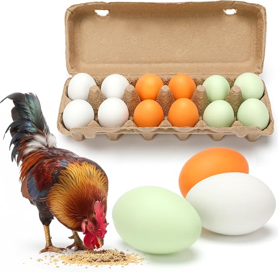 12 Pcs Ceramic Eggs for Nesting Boxes, Fake Eggs,Multicolor