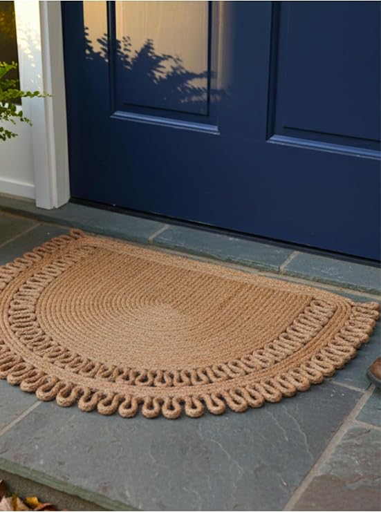 Handwoven JÜt Kapi ÖnÜ KarŞilama Paspasi Moderİn Tasarim Hasir El İŞİ Çİft Tarafli Paspas Ev Ofİs Karavan Tekne İÇİn Uyumlu DÖrt Mevsİm Dayanikli (hasir, 60 X 90 Cm)