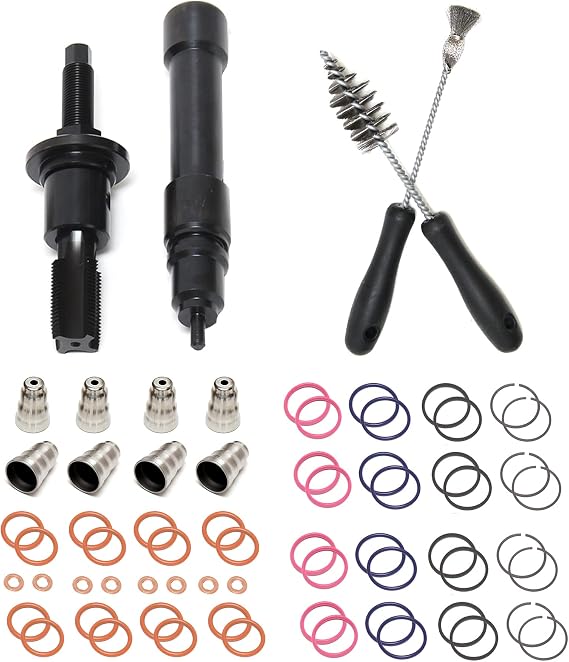 Injector Sleeve Cup Installation Removal Tool Kit with Sleeves & Brushes For 1994-2003 Ford 7.3L Powerstroke Diesel