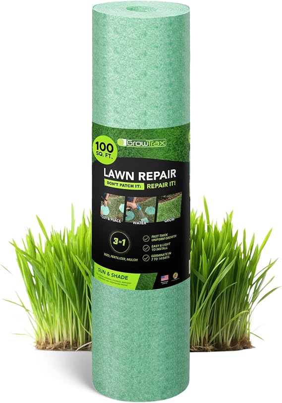 Growtrax Biodegradable Grass Seed Mat - 100 Sq Ft Year Round Green