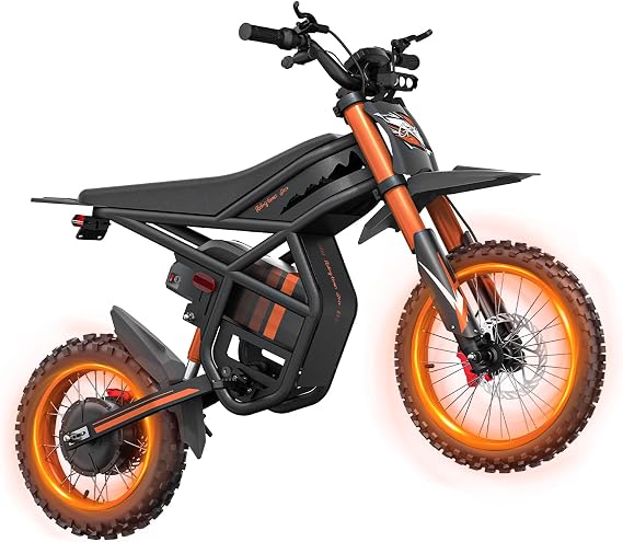 Bootime GT54 Electric Dirt Bike for Youth, Up to 40MPH & 60-Mile Range, 2000W Electric Motorcycle with 48V 36.4AH Removable Battery, 14"/12" Fat-Tire E Bike for 13+, Aluminum Hydraulic Front Forks