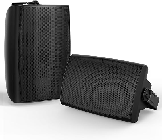 STUDIOFINIX 8 Inch Outdoor Bluetooth Speakers - Wall-Mountable, Waterproof & Rustproof, Indoor/Outdoor Compatible, Powerful Immersive Sound with Great Coverage for Patio, Yard, Deck(Black)