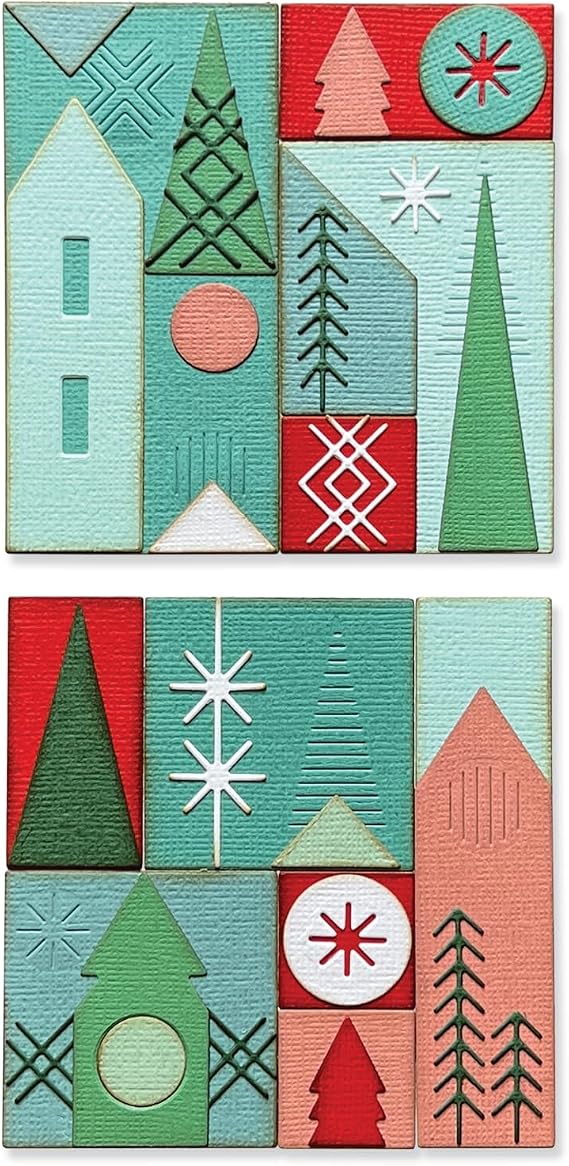 Sizzix Thinlits Die Set 27PK Holiday Blocks by Tim Holtz | 666335 | Metal, Wafer-Thin Cutting Dies for Scrapbooking, Embossing, Journalling