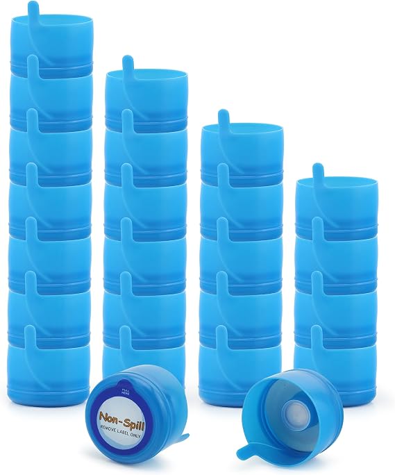 Cornucopia Brands 3 and 5 Gallon Water Jug Replacement Caps (24-Pack), Multi-Use Parts Non Spill Lids for Water Dispenser Carboys