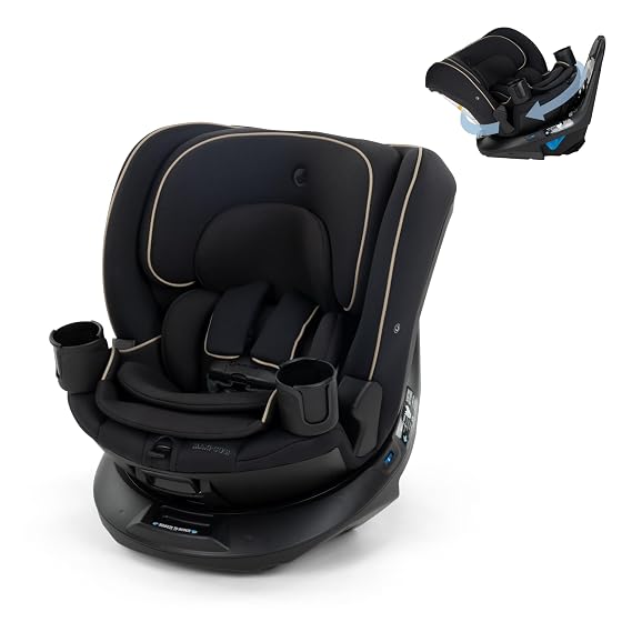 Maxi-Cosi Andi 360 Rotating All-in-One Baby Convertible Car Seat, Rear-Facing, Forward Facing Car Seat, Infant Toddler Booster, Easy Rotation, Tension System, Harness Adjust, Caspian Caviar