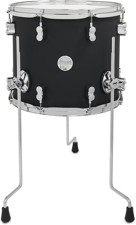 PDP Concept Maple 12x14 Floor Tom Satin Black Finish Ply with Chrome Hardware