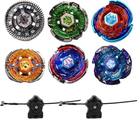 Gyros 6'lı Paket Bey Burst Battling Üstleri Metal Füzyon Başlangıç Seti Çıkartmalar İki Fırlatıcı