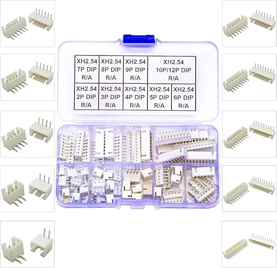 JST-XH 2.5 DIP Header 2.54mm JST Connector Kit, JST-XH 2/3/4/5/6/7/8/9/10/12Pin DIP Header Side Type Right Angle Type Header(JTS-XH2.5-DIP-R/A