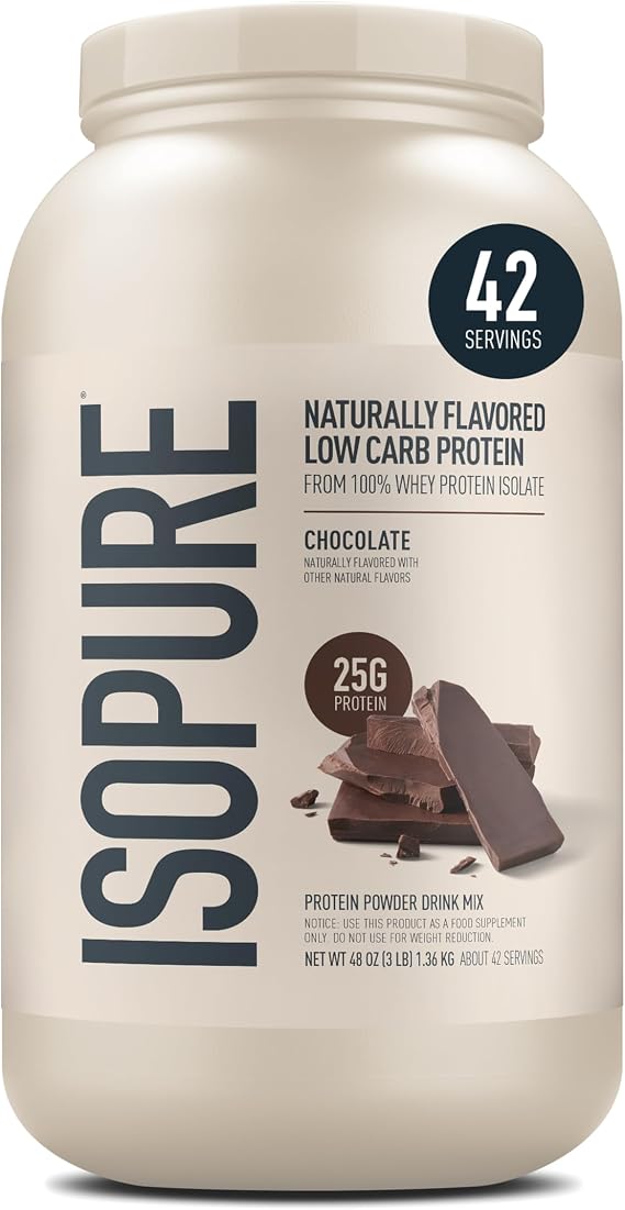 Isopure Low Carb Natural Whey Isolate Protein Powder, Chocolate 3 LB