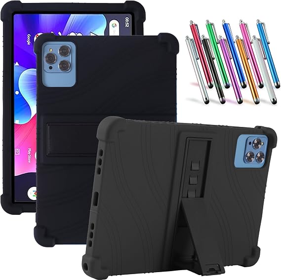Case for BYYBUO A10_L 10.1 inch Tablet - Lightweight Silicone Stand Case Cover + 1 Random Color Stylus (Black)