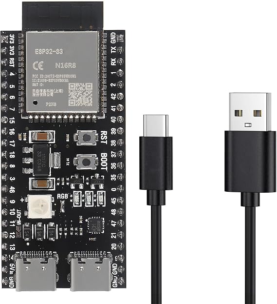 ESP32 S3 Dual Type-C Development Board ESP32-S3-DevKit Core Board WiFi+Bluetooth Internet of Things ESP32-S3-1-N16R8 N16R8 ESP32 S3 Development Board with Type-C Cable Set