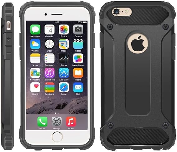 iPhone 6 Case, iPhone 6S Cover, Military-Duty Case BLACK | Impact Resistant Hybrid Heavy Duty [armor case] Dual Layer Armor Hard Plastic And Protective [SHOCKPROOF] Case (BLACK)